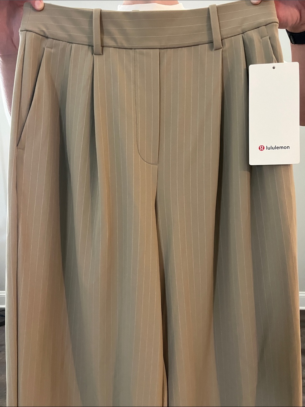Lululemon High-Rise Pinstripe Wide Leg Pants - Beige